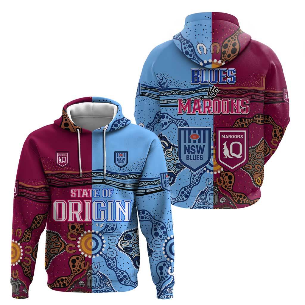 Blues and Maroons Rugby Hoodie State of Origin NSW Combine Queensland Aboriginal 2023 LT9