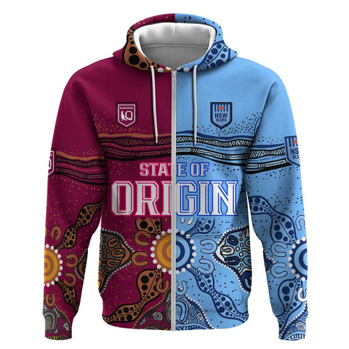 Blues and Maroons Rugby Hoodie State of Origin NSW Combine Queensland Aboriginal 2023 LT9