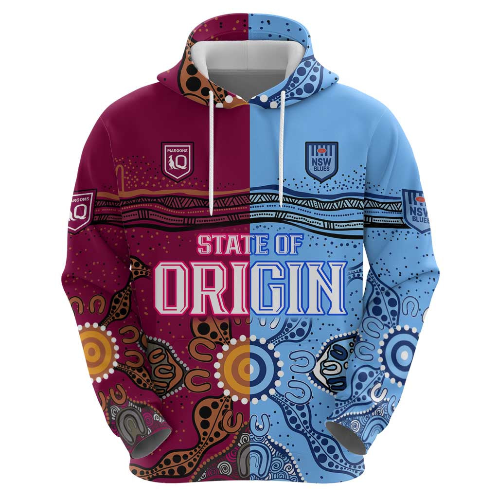 Blues and Maroons Rugby Hoodie State of Origin NSW Combine Queensland Aboriginal 2023 LT9
