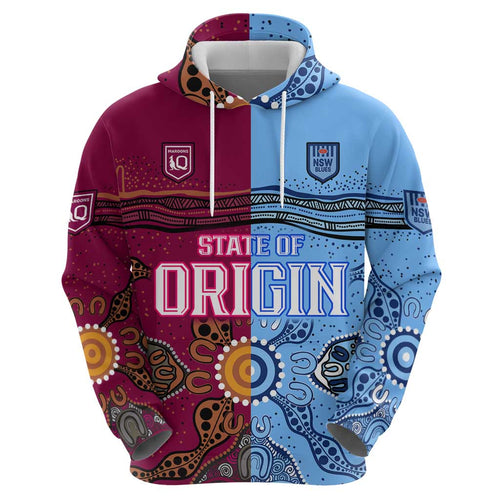 Blues and Maroons Rugby Hoodie State of Origin NSW Combine Queensland Aboriginal 2023 LT9