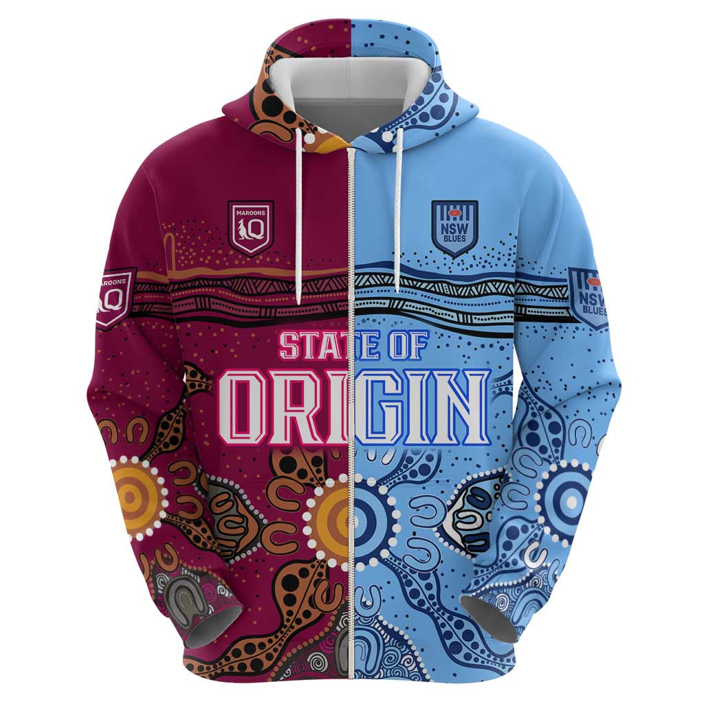 Blues and Maroons Rugby Hoodie State of Origin NSW Combine Queensland Aboriginal 2023 LT9