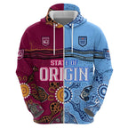Blues and Maroons Rugby Hoodie State of Origin NSW Combine Queensland Aboriginal 2023 LT9