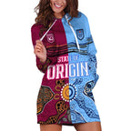 Blues and Maroons Rugby Hoodie Dress State of Origin NSW Combine Queensland Aboriginal 2023 LT9