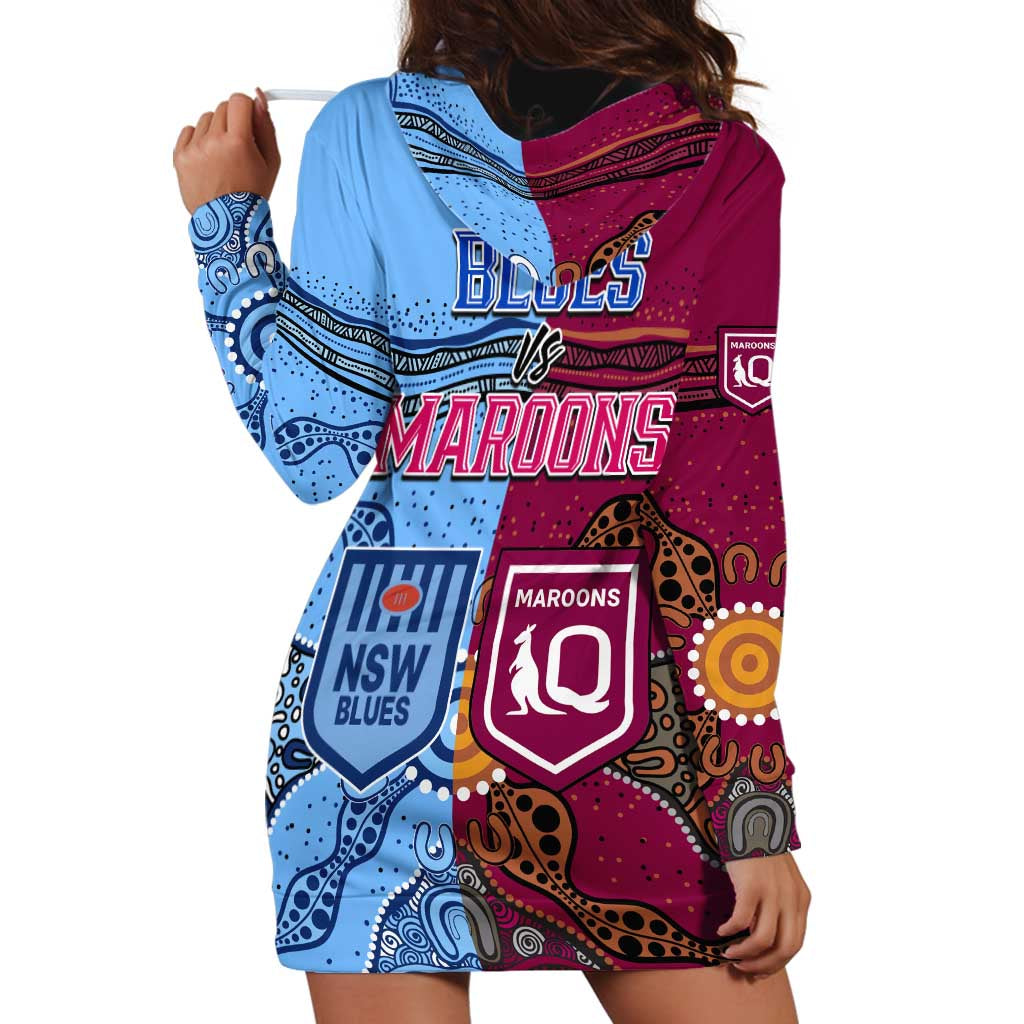 Blues and Maroons Rugby Hoodie Dress State of Origin NSW Combine Queensland Aboriginal 2023 LT9