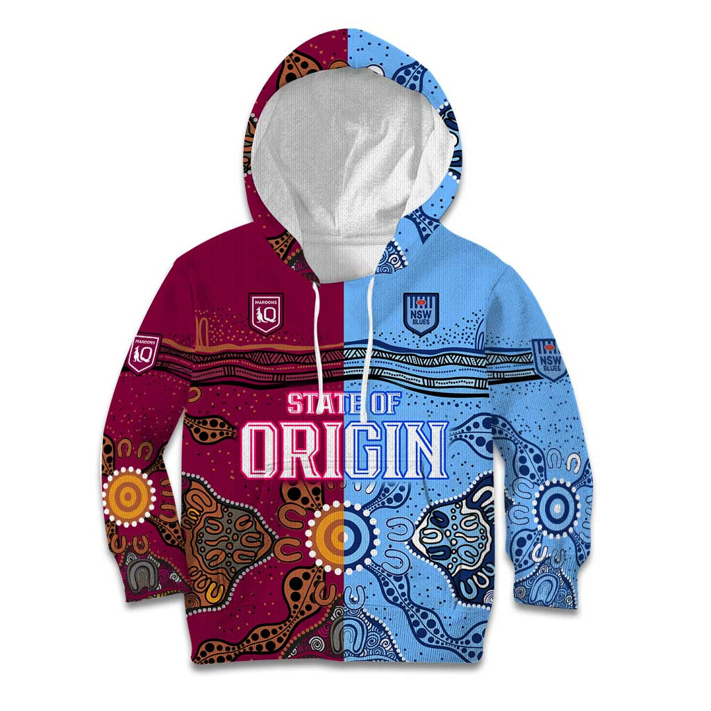 Blues and Maroons Rugby Kid Hoodie State of Origin NSW Combine Queensland Aboriginal 2023 LT9