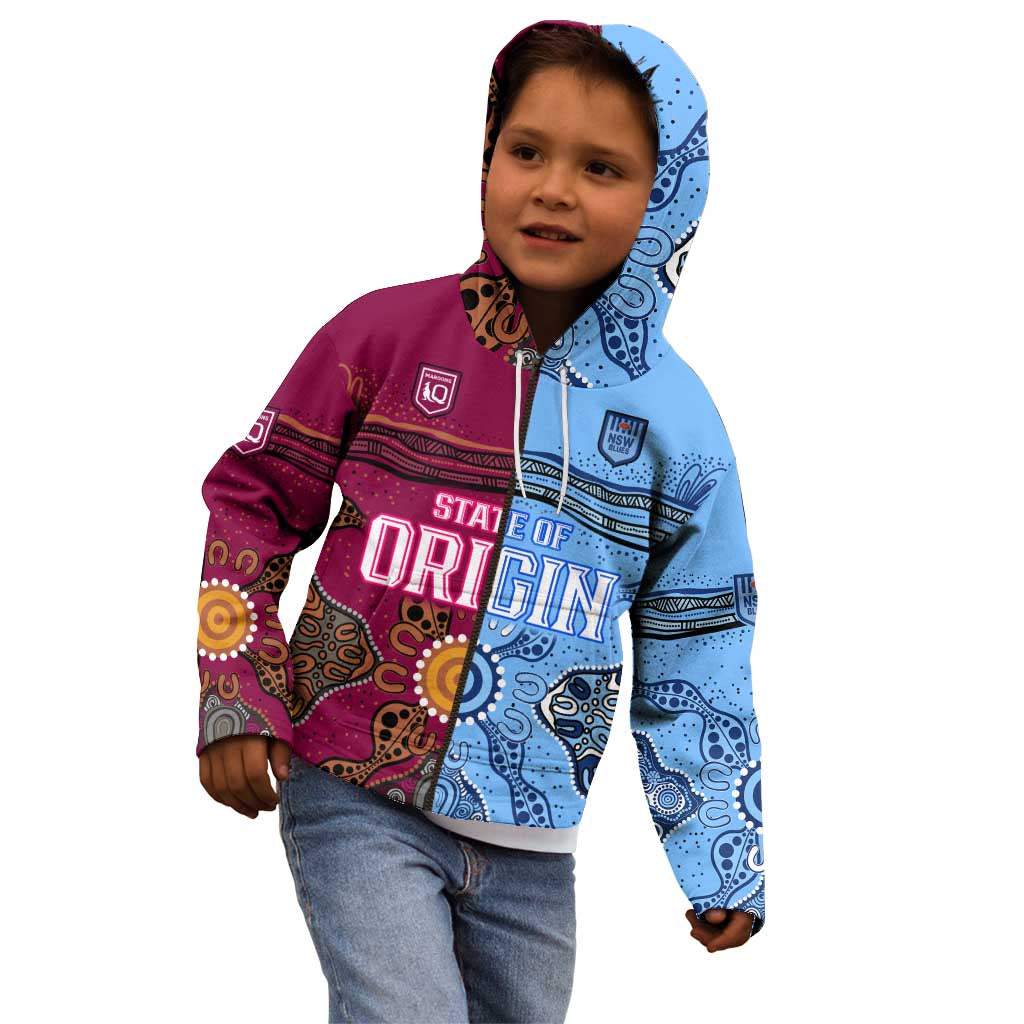 Blues and Maroons Rugby Kid Hoodie State of Origin NSW Combine Queensland Aboriginal 2023 LT9