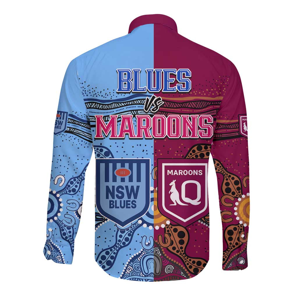 Blues and Maroons Rugby Long Sleeve Button Shirt State of Origin NSW Combine Queensland Aboriginal 2023 LT9