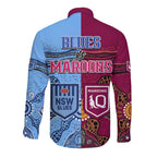 Blues and Maroons Rugby Long Sleeve Button Shirt State of Origin NSW Combine Queensland Aboriginal 2023 LT9