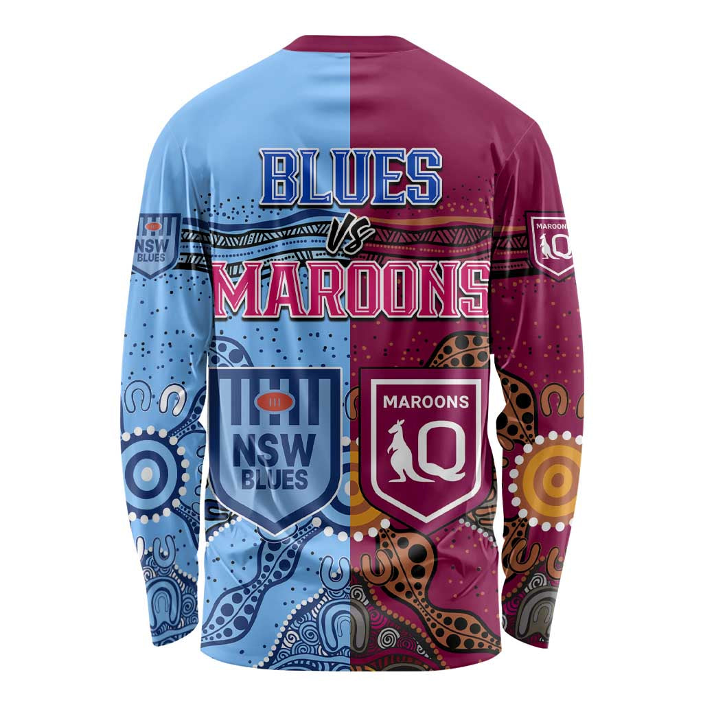 Blues and Maroons Rugby Long Sleeve Shirt State of Origin NSW Combine Queensland Aboriginal 2023 LT9