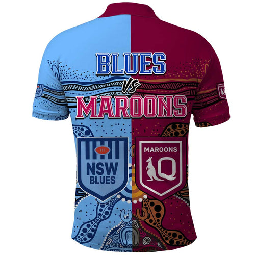 Blues and Maroons Rugby Polo Shirt State of Origin NSW Combine Queensland Aboriginal 2023 LT9