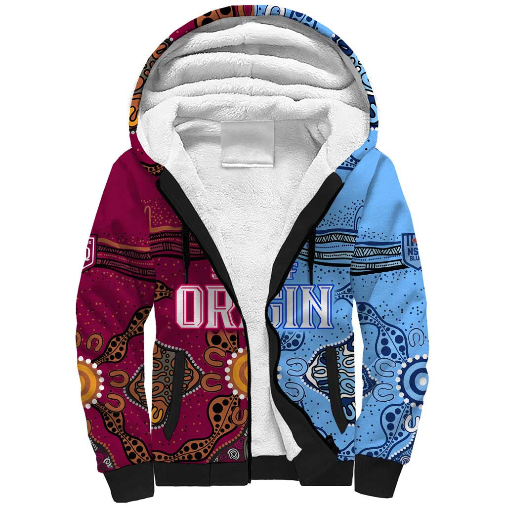 Blues and Maroons Rugby Sherpa Hoodie State of Origin NSW Combine Queensland Aboriginal 2023 LT9