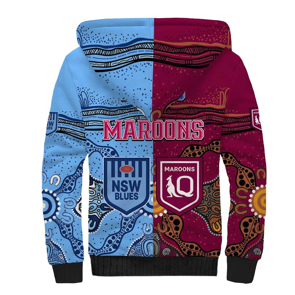 Blues and Maroons Rugby Sherpa Hoodie State of Origin NSW Combine Queensland Aboriginal 2023 LT9