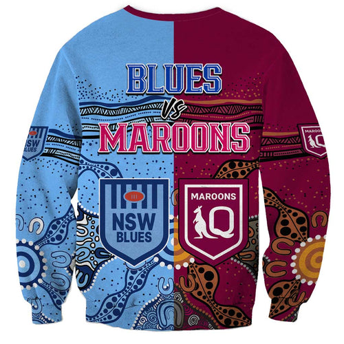 Blues and Maroons Rugby Sweatshirt State of Origin NSW Combine Queensland Aboriginal 2023 LT9
