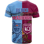 Blues and Maroons Rugby T Shirt State of Origin NSW Combine Queensland Aboriginal 2023 LT9