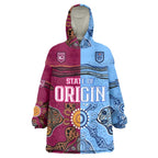 Blues and Maroons Rugby Wearable Blanket Hoodie State of Origin NSW Combine Queensland Aboriginal 2023 LT9