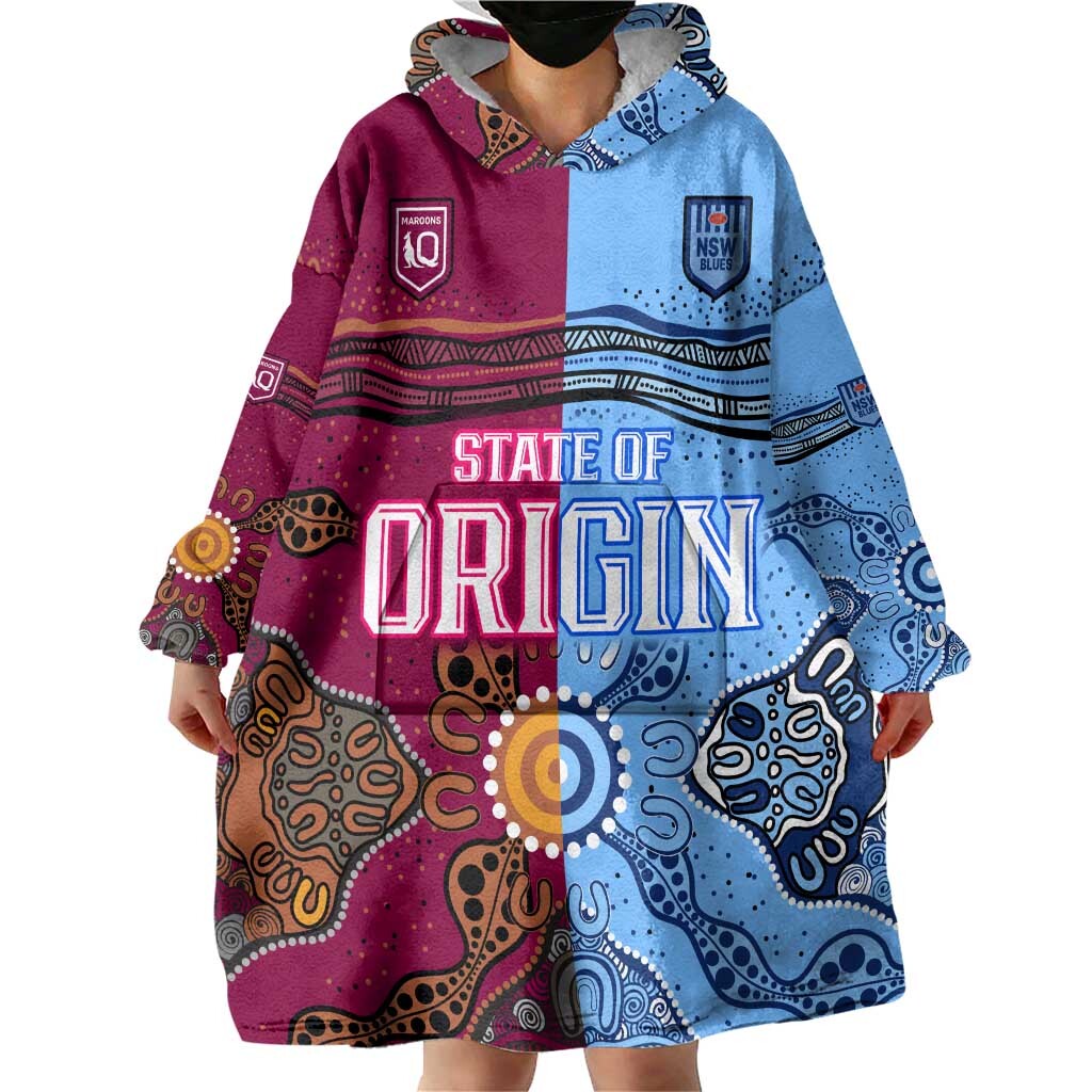 Blues and Maroons Rugby Wearable Blanket Hoodie State of Origin NSW Combine Queensland Aboriginal 2023 LT9