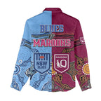 Blues and Maroons Rugby Women Casual Shirt State of Origin NSW Combine Queensland Aboriginal 2023 LT9