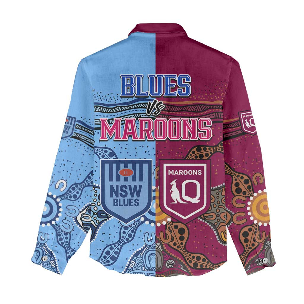 Blues and Maroons Rugby Women Casual Shirt State of Origin NSW Combine Queensland Aboriginal 2023 LT9