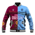 (Custom Text And Number) Blues and Maroons Rugby Baseball Jacket State of Origin NSW Combine Queensland Aboriginal 2023 LT9