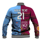 (Custom Text And Number) Blues and Maroons Rugby Baseball Jacket State of Origin NSW Combine Queensland Aboriginal 2023 LT9