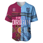 (Custom Text And Number) Blues and Maroons Rugby Baseball Jersey State of Origin NSW Combine Queensland Aboriginal 2023 LT9