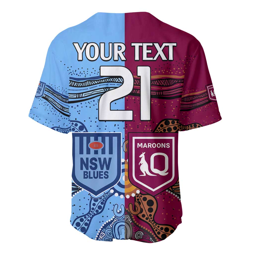 (Custom Text And Number) Blues and Maroons Rugby Baseball Jersey State of Origin NSW Combine Queensland Aboriginal 2023 LT9