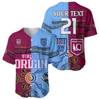 (Custom Text And Number) Blues and Maroons Rugby Baseball Jersey State of Origin NSW Combine Queensland Aboriginal 2023 LT9