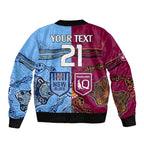 (Custom Text And Number) Blues and Maroons Rugby Bomber Jacket State of Origin NSW Combine Queensland Aboriginal 2023 LT9
