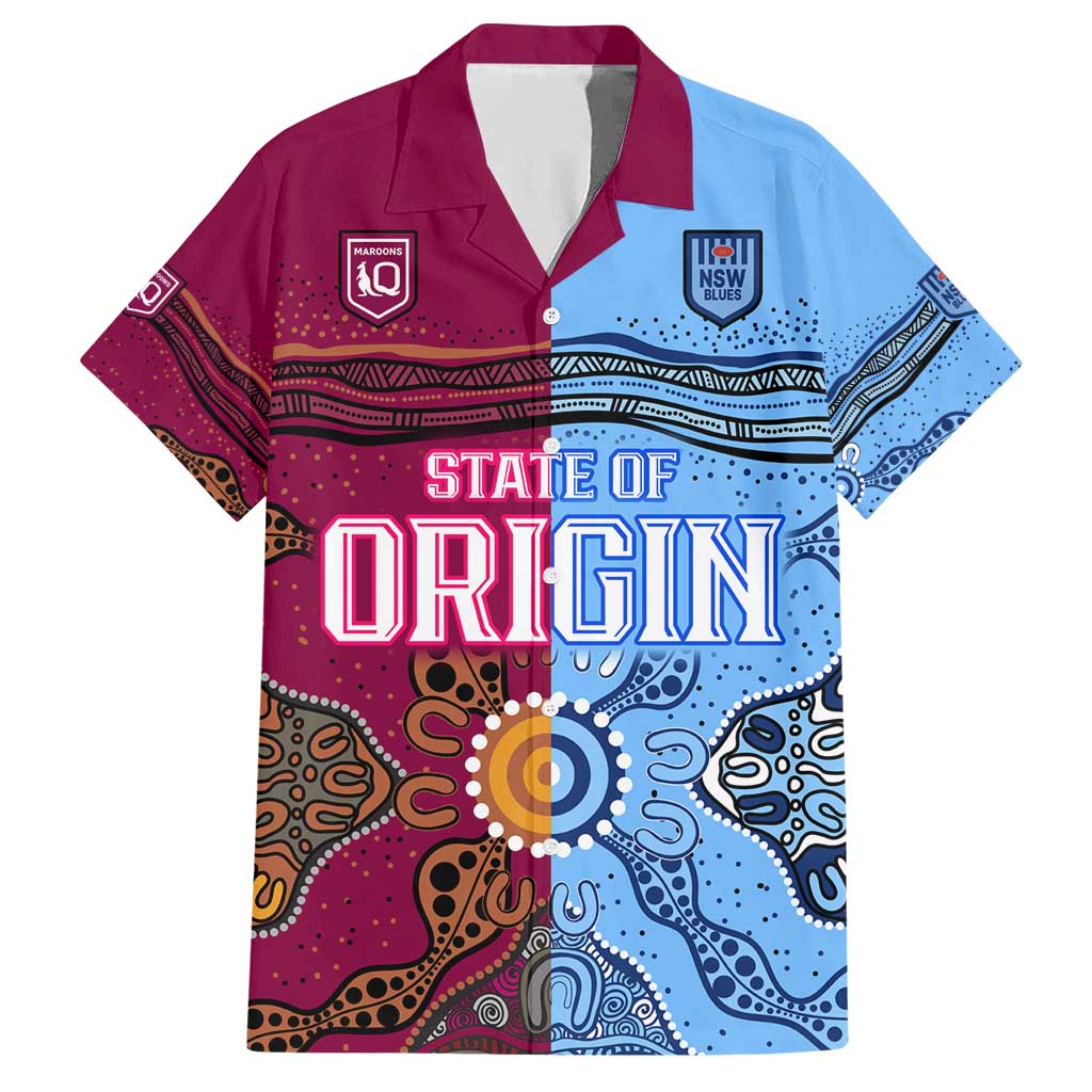 (Custom Text And Number) Blues and Maroons Rugby Hawaiian Shirt State of Origin NSW Combine Queensland Aboriginal 2023 LT9