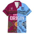 (Custom Text And Number) Blues and Maroons Rugby Hawaiian Shirt State of Origin NSW Combine Queensland Aboriginal 2023 LT9