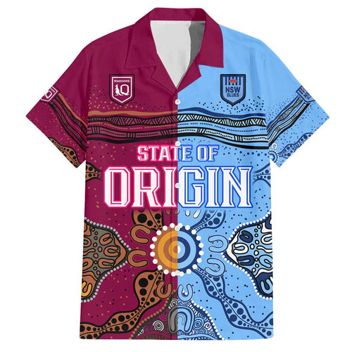 (Custom Text And Number) Blues and Maroons Rugby Hawaiian Shirt State of Origin NSW Combine Queensland Aboriginal 2023 LT9