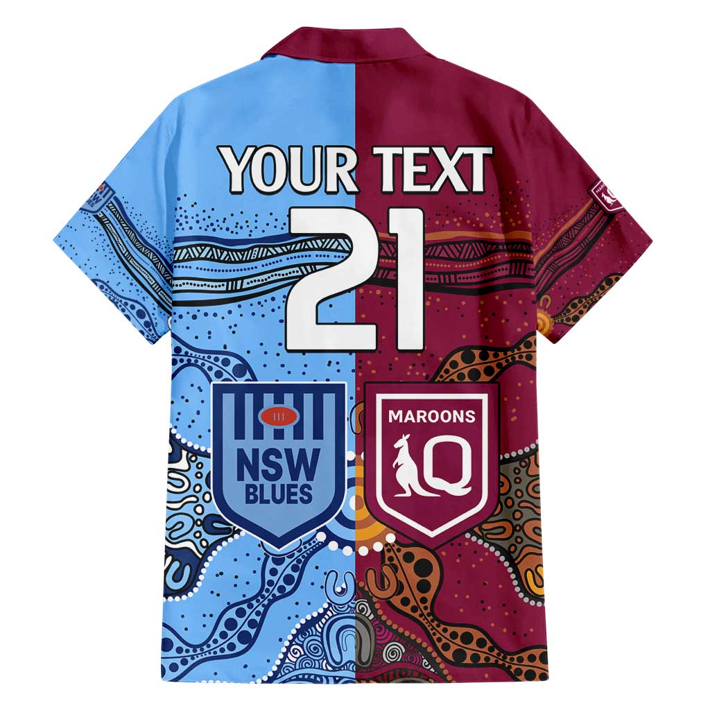 (Custom Text And Number) Blues and Maroons Rugby Hawaiian Shirt State of Origin NSW Combine Queensland Aboriginal 2023 LT9