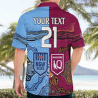 (Custom Text And Number) Blues and Maroons Rugby Hawaiian Shirt State of Origin NSW Combine Queensland Aboriginal 2023 LT9