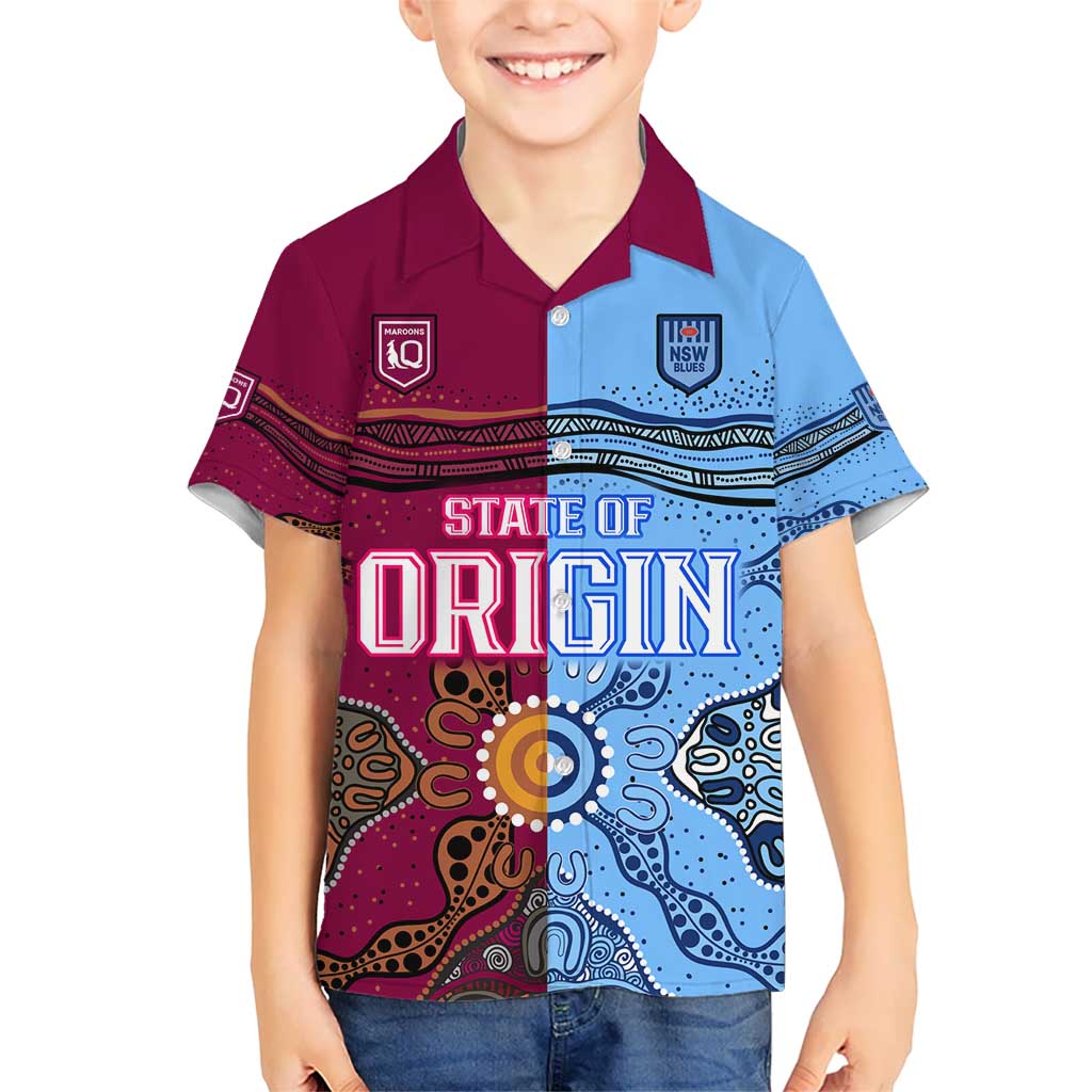 (Custom Text And Number) Blues and Maroons Rugby Hawaiian Shirt State of Origin NSW Combine Queensland Aboriginal 2023 LT9