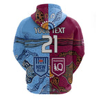 (Custom Text And Number) Blues and Maroons Rugby Hoodie State of Origin NSW Combine Queensland Aboriginal 2023 LT9