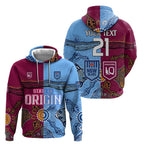 (Custom Text And Number) Blues and Maroons Rugby Hoodie State of Origin NSW Combine Queensland Aboriginal 2023 LT9