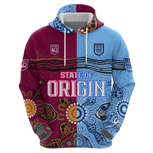 (Custom Text And Number) Blues and Maroons Rugby Hoodie State of Origin NSW Combine Queensland Aboriginal 2023 LT9