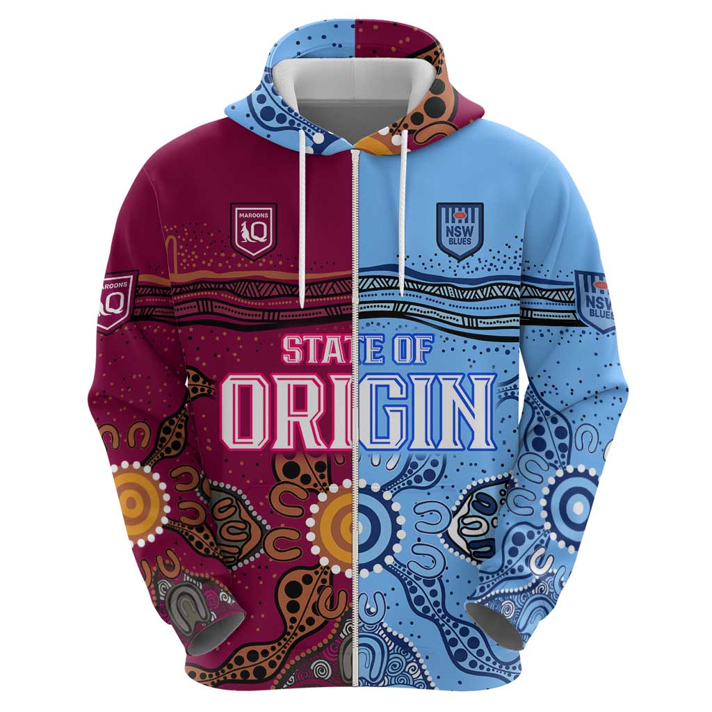 (Custom Text And Number) Blues and Maroons Rugby Hoodie State of Origin NSW Combine Queensland Aboriginal 2023 LT9