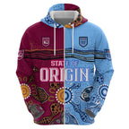 (Custom Text And Number) Blues and Maroons Rugby Hoodie State of Origin NSW Combine Queensland Aboriginal 2023 LT9