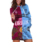 (Custom Text And Number) Blues and Maroons Rugby Hoodie Dress State of Origin NSW Combine Queensland Aboriginal 2023 LT9