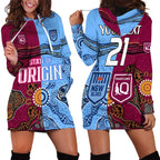 (Custom Text And Number) Blues and Maroons Rugby Hoodie Dress State of Origin NSW Combine Queensland Aboriginal 2023 LT9