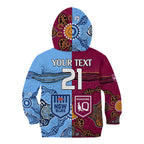 (Custom Text And Number) Blues and Maroons Rugby Kid Hoodie State of Origin NSW Combine Queensland Aboriginal 2023 LT9