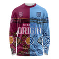 (Custom Text And Number) Blues and Maroons Rugby Long Sleeve Shirt State of Origin NSW Combine Queensland Aboriginal 2023 LT9