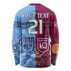 (Custom Text And Number) Blues and Maroons Rugby Long Sleeve Shirt State of Origin NSW Combine Queensland Aboriginal 2023 LT9
