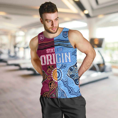 (Custom Text And Number) Blues and Maroons Rugby Men Tank Top State of Origin NSW Combine Queensland Aboriginal 2023 LT9