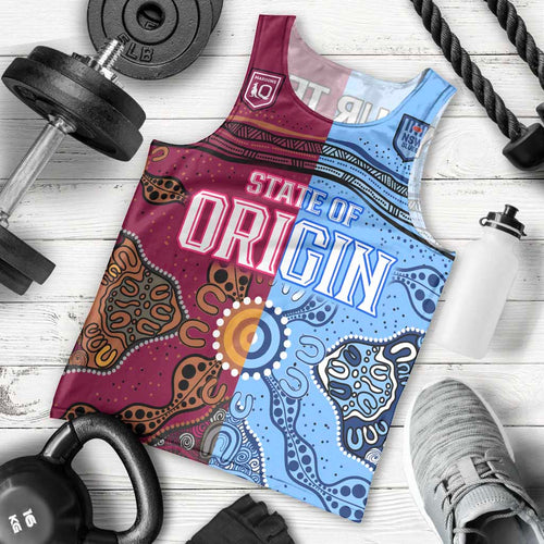 (Custom Text And Number) Blues and Maroons Rugby Men Tank Top State of Origin NSW Combine Queensland Aboriginal 2023 LT9