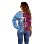 (Custom Text And Number) Blues and Maroons Rugby Off Shoulder Sweater State of Origin NSW Combine Queensland Aboriginal 2023 LT9
