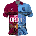 (Custom Text And Number) Blues and Maroons Rugby Polo Shirt State of Origin NSW Combine Queensland Aboriginal 2023 LT9