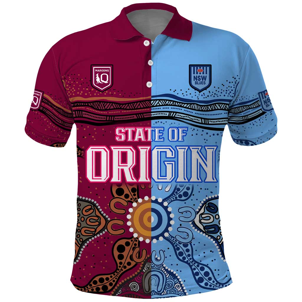 (Custom Text And Number) Blues and Maroons Rugby Polo Shirt State of Origin NSW Combine Queensland Aboriginal 2023 LT9