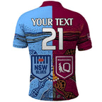 (Custom Text And Number) Blues and Maroons Rugby Polo Shirt State of Origin NSW Combine Queensland Aboriginal 2023 LT9